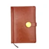 Classic Tan Leather Diary with Golden Button Closure